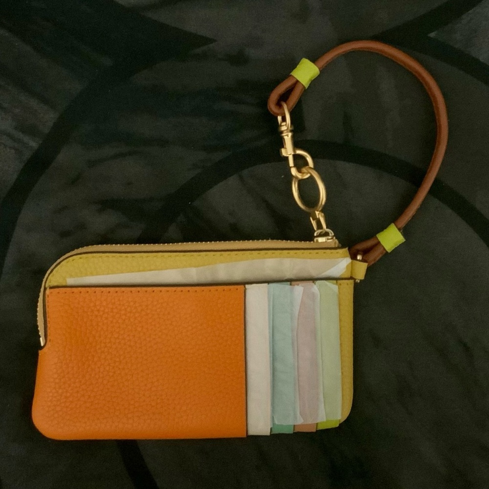 Tory Burch Authentic Leather Color Block Zip Card… - image 8
